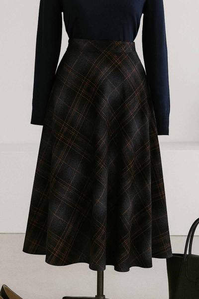 Beli Lastikli Ekose Kaşe Etek Füme