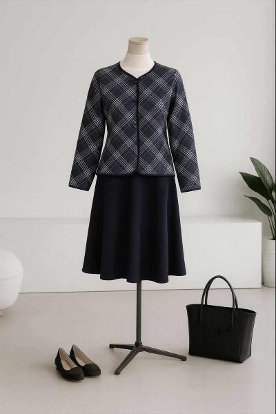 Ekoseli Scuba Etekli Takım Lacivert