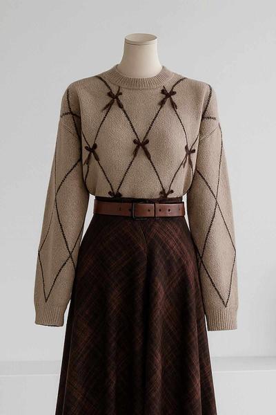 Fiyonk Taş Detaylı Triko Kazak Vizon