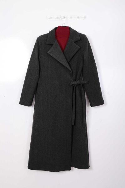 Yandan Bağlamalı Kaşe Kaban Antrasit