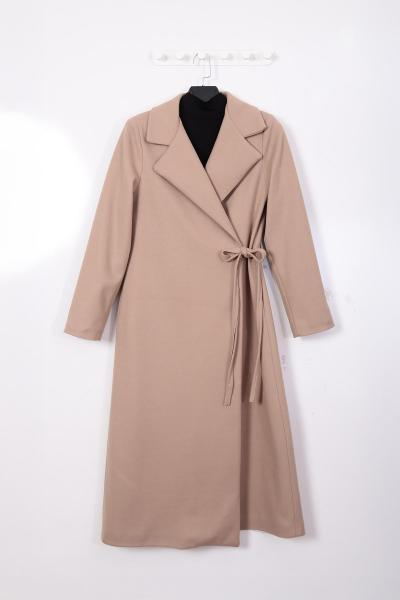 Yandan Bağlamalı Kaşe Kaban Vizon