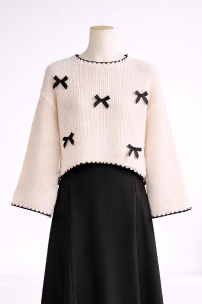 Kurdela Detaylı Kısa Triko Kazak Bej