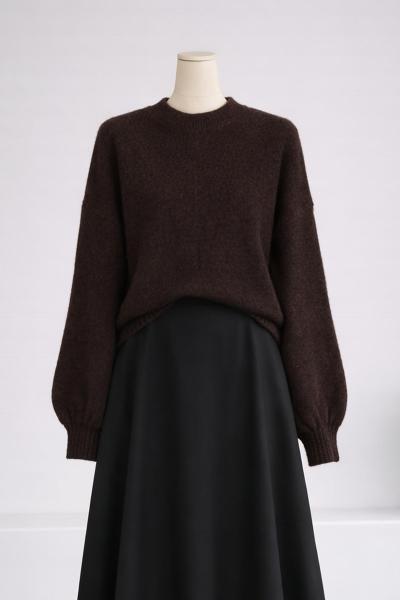 Simit Yaka Balon Kol Oslo Yumoş Kazak Kahve