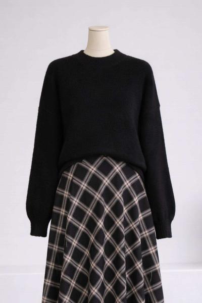 Simit Yaka Balon Kol Oslo Yumoş Kazak Siyah