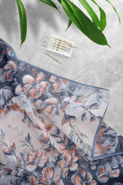 Aqa Soft Dijital Desenli Eşarp İndigo