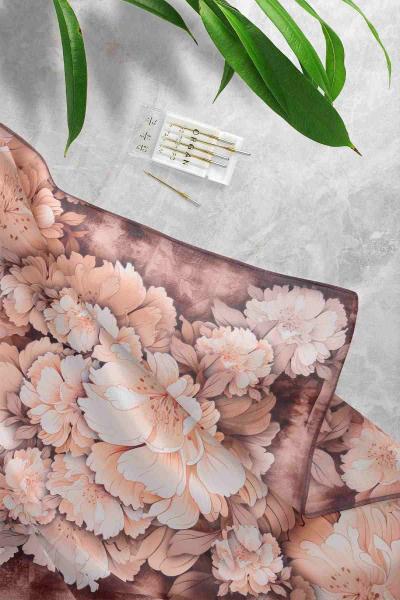 Aqa Soft Dijital Desenli Eşarp Koyu Kahve