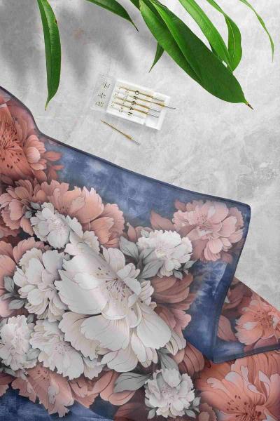 Aqa Soft Dijital Desenli Eşarp Lacivert