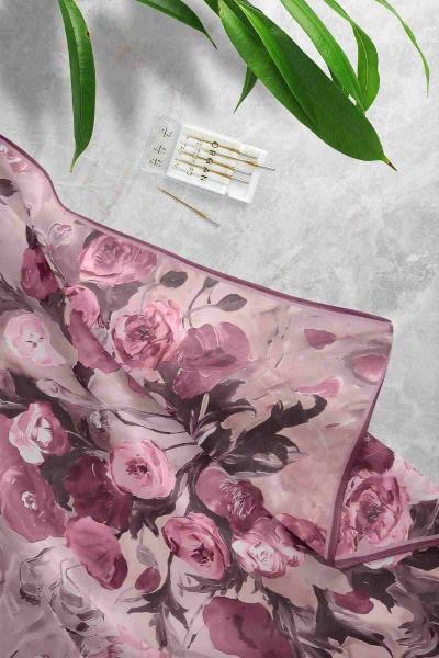 Aqa Soft Dijital Desenli Eşarp Mürdüm