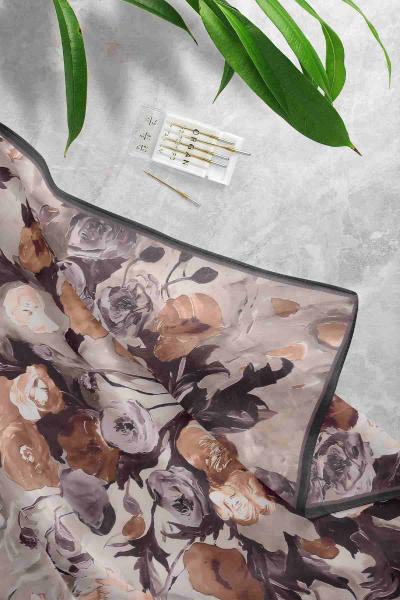 Aqa Soft Dijital Desenli Eşarp Siyah