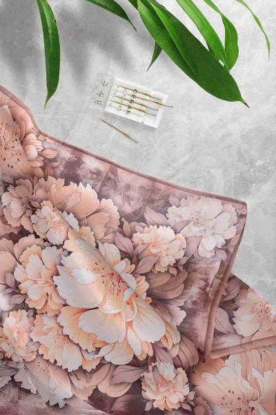 Aqa Soft Dijital Desenli Eşarp Somon