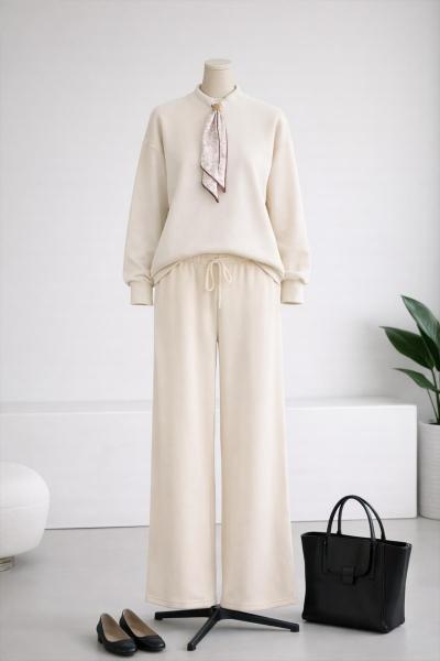 Fular Aksesuarlı Pantolonlu Selanik Takım Taş