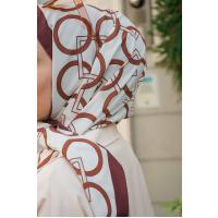 .Square Geometry Pattern Shawl_Coffee