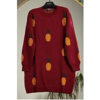 Ananas Desenli Triko Tunik_Bordo