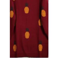 Ananas Desenli Triko Tunik_Bordo