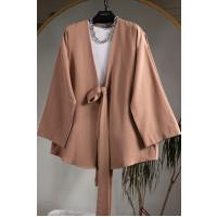 Beli Bağlamalı Keten Kimono_Camel