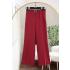 Beli Kemerli Boru Paça Double Pantolon_Bordo