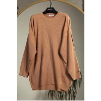 Bisiklet Yaka Fitilli Triko Tunik_Camel