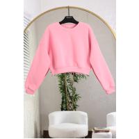 Yaka Ay Parçalı Crop Üç İplik Sweat_Pembe