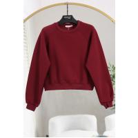 Yan Dikişli Üç İplik Crop Sweat_Bordo