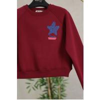 Yıldız Baskılı Crop Üç İplik Sweat_Bordo